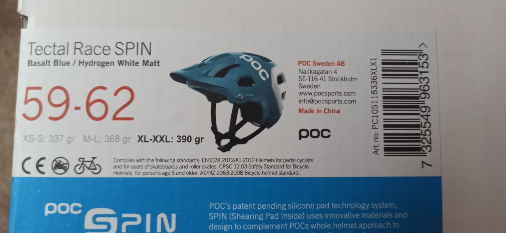 Helma POC Tectal race spin basalt blue/ hydrogen white matt XL-XXL