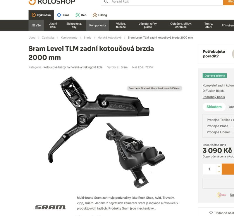 Nové brzdy Sram Level TLM + Matchmaker + kapalina