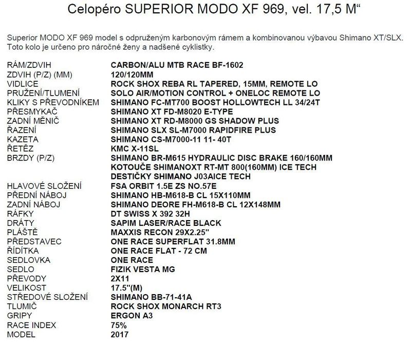 SUPERIOR MODO XF 969, vel. 17,5" M