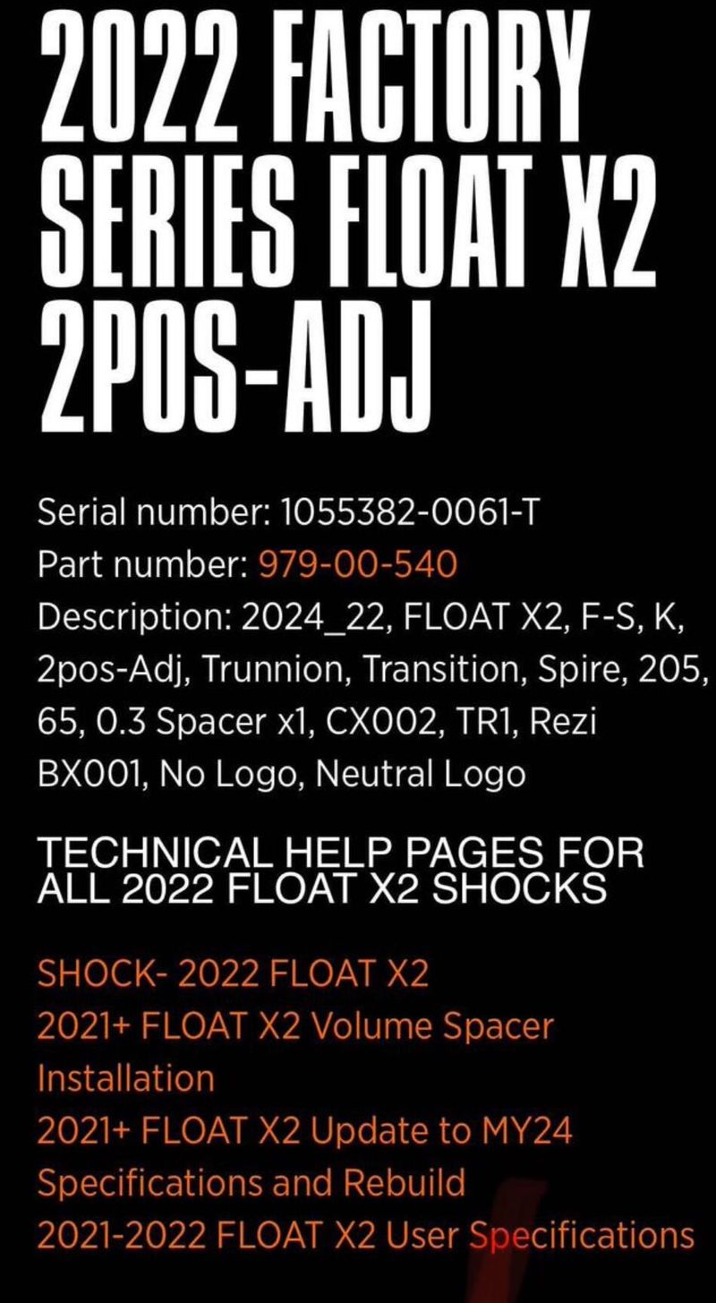 FOX Float X2 Factory 205x65 Trunnion