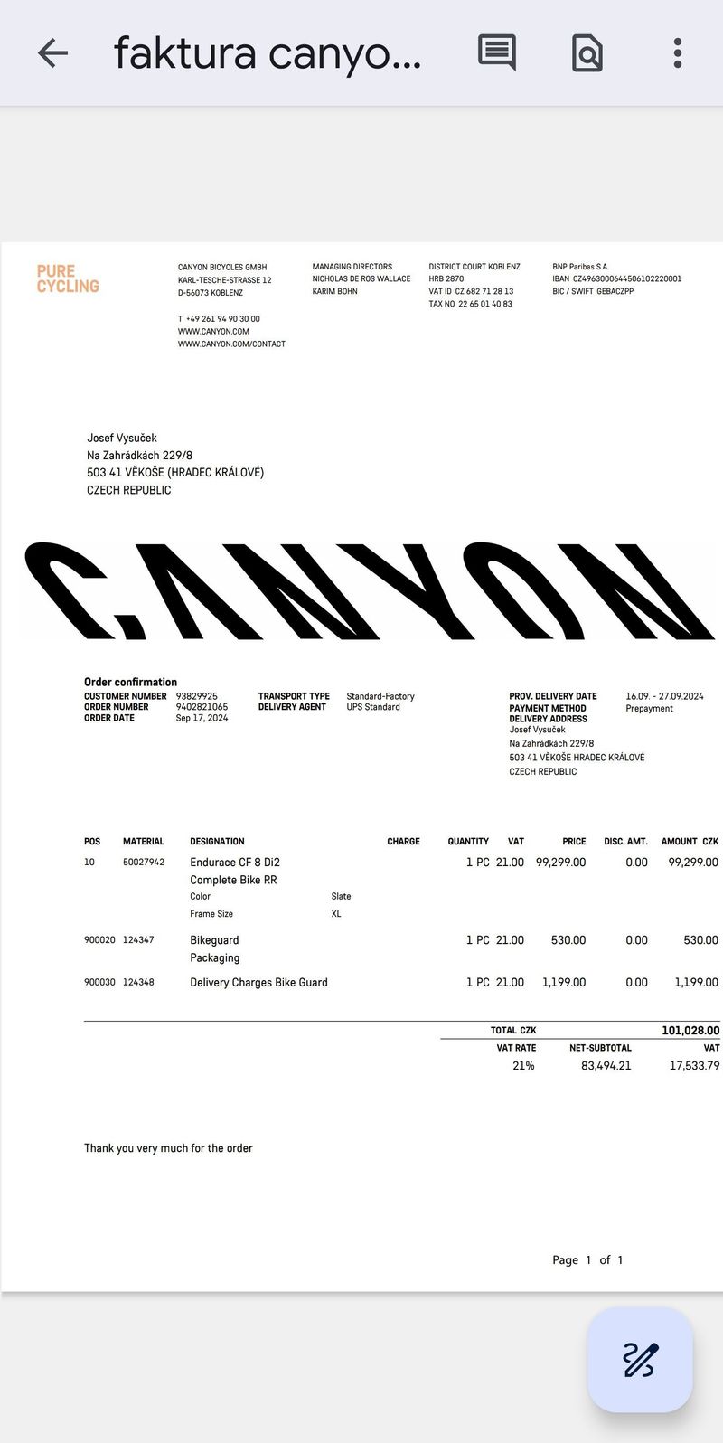 Prodej Canyon endurace