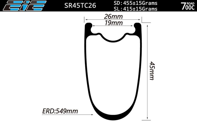 Karbonová kola EIE SR45TC26 SL Grooved Graphene | DT 350 Road QR | DT Aerolite | váha 1442 gramů