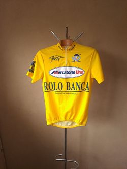 Vintage žutý cyklo dres Mercatone Uno Marco Pantani, vel. XL