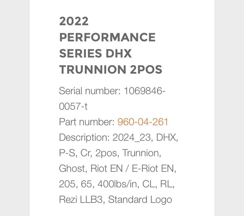 FOX DHX Performance 2022 - 205/65 Trunnion, Lockout