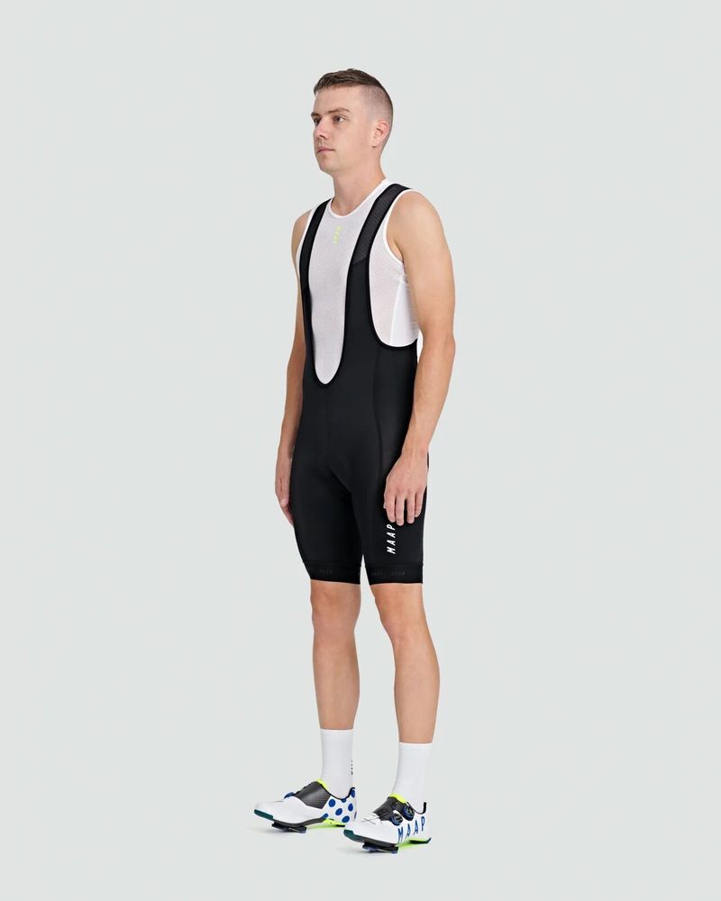 Cyklistické kalhoty MAAP Training Bib Black/White / Medium + dárek ponožky MAAP 