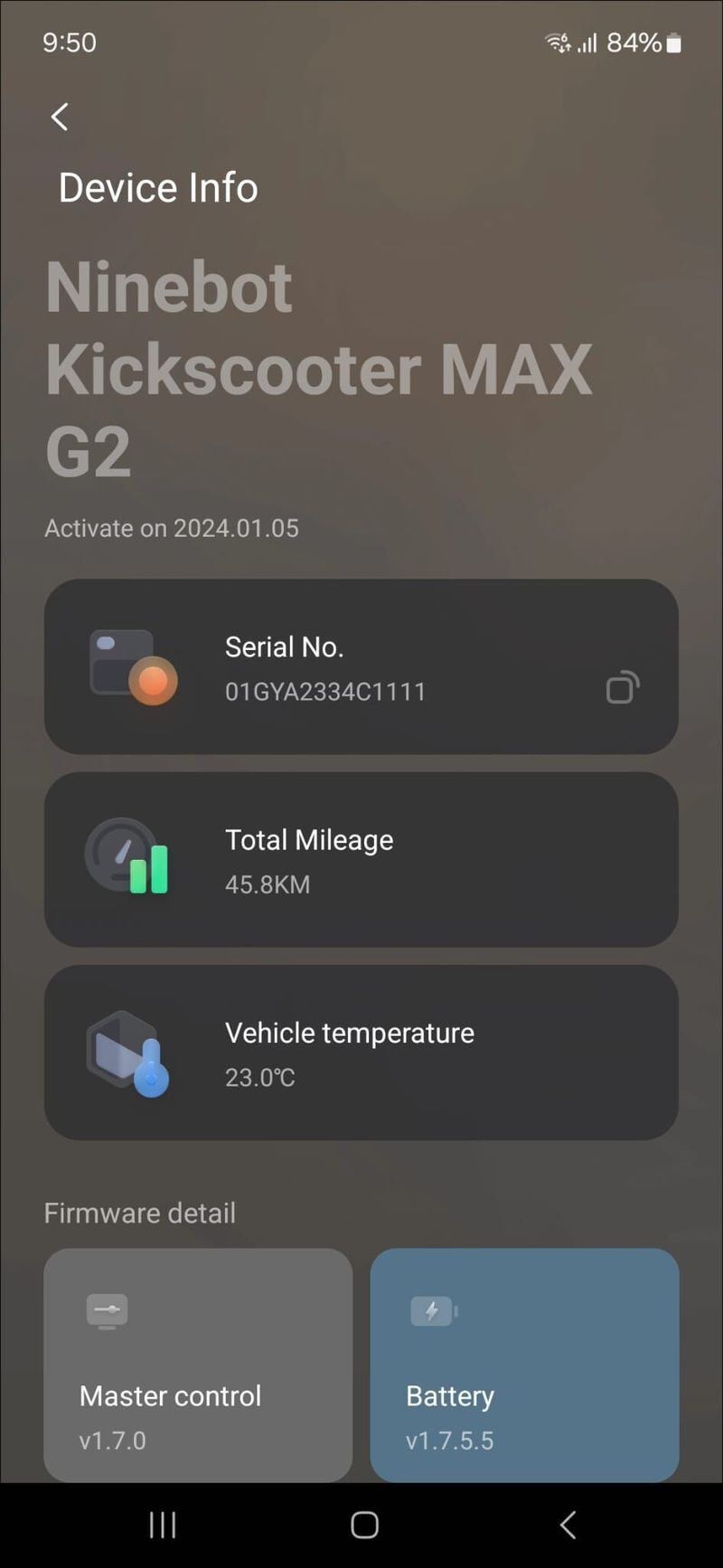 Segway Ninebot MAX G2 E najeto 46km doklad