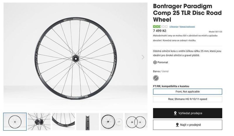 Bontrager Paradigm Comp 25 TLR Disc Road Wheel