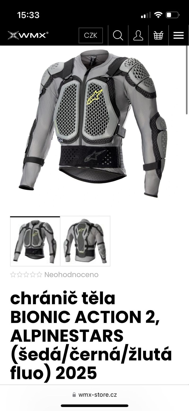 Ochranná Bunda Alpinestars Bionic Action V2 Šedo-Černo-Neonově Žlutá