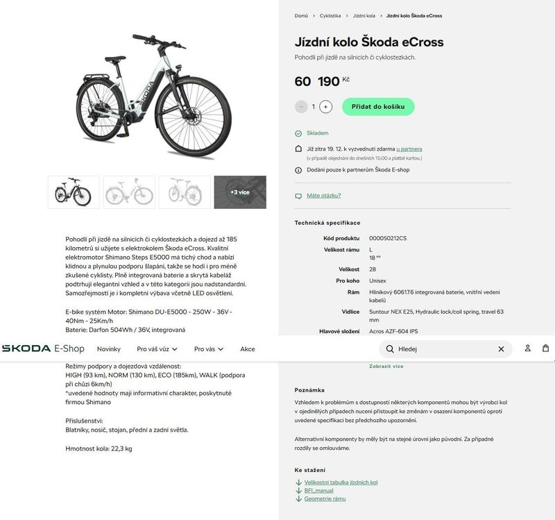 E bike Superior v barvách Škoda Auto 