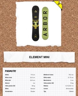 Dětský lehounký TOP snowboard ARBOR Mini Element s vázáním FLOW Microon Youth.