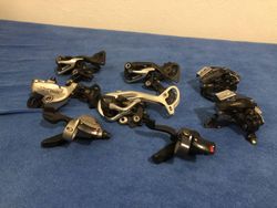 8 ks SHIMANO - přehazovačky, přesmyky, páčky, XTR, XT, SLX, LX, cena za vše! (i jednotlivě)